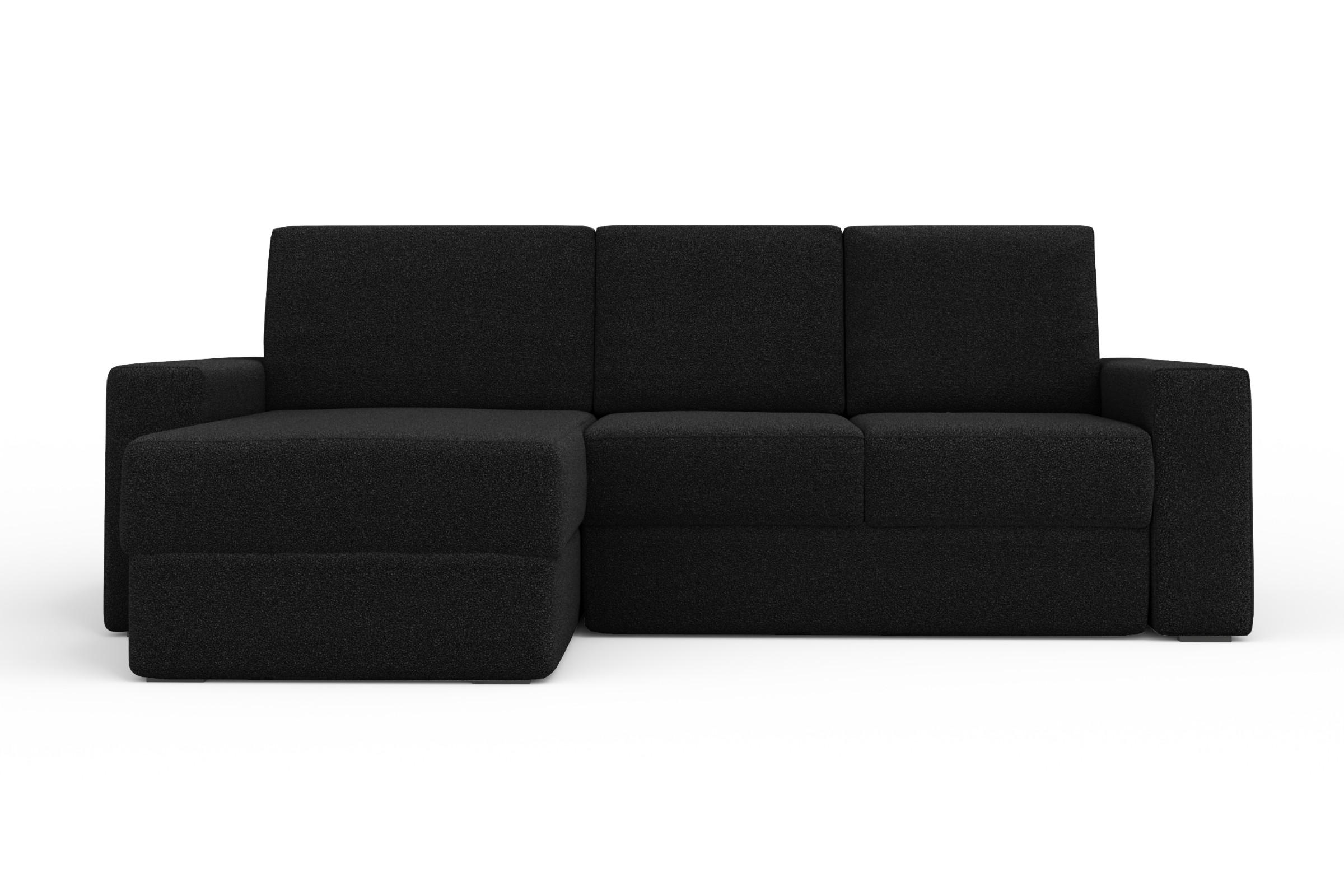 ECKSOFA TOCO L 240x145 cm in Boucle Schwarz links - Schwarz, Holz/Holzwerkstoff (240/145cm) - Deine Möbel 24