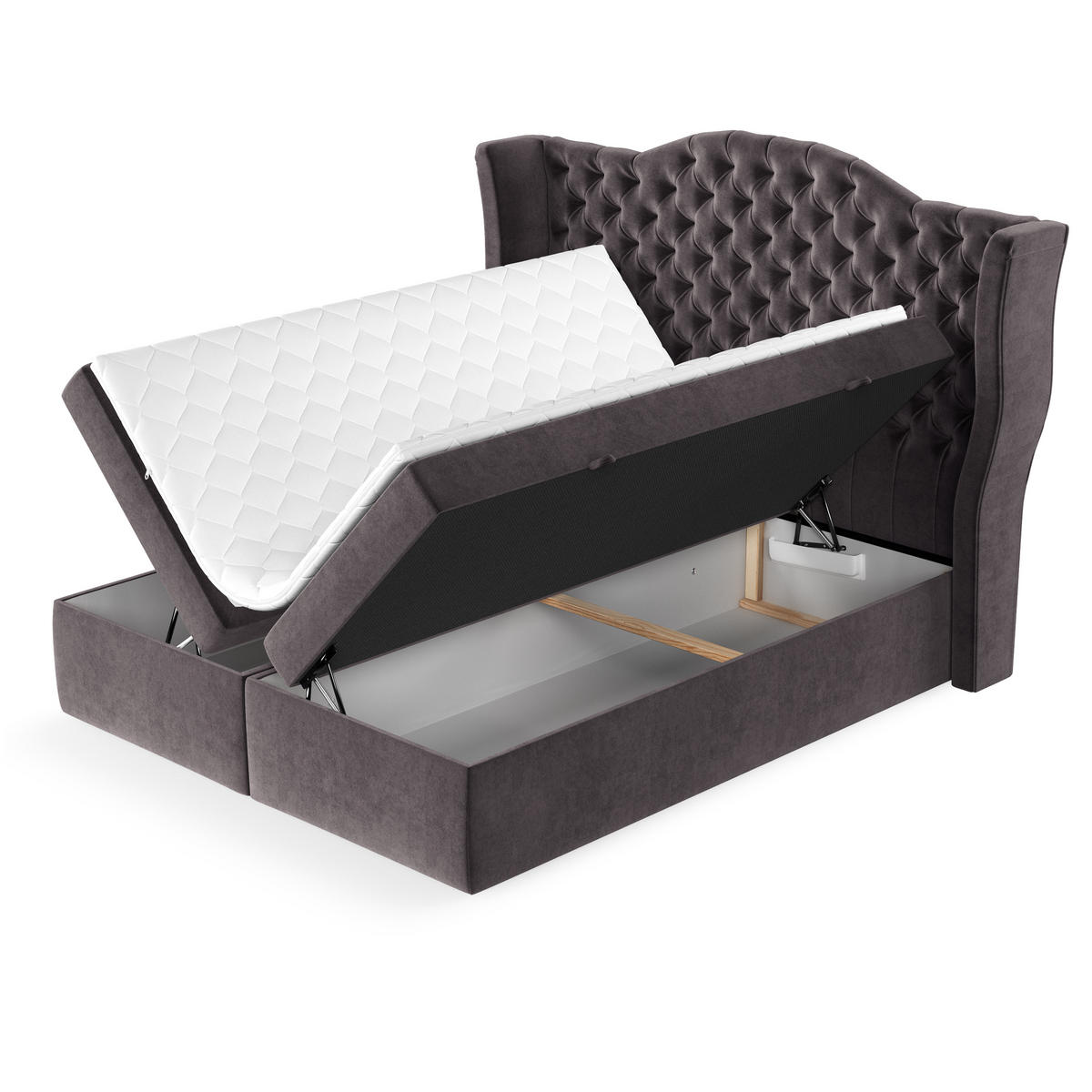 BOXBETT Royal Braun 160/200 cm im Samtstoff - Schwarz/Braun, Holz/Holzwerkstoff (160/200cm) - Maison de Reve