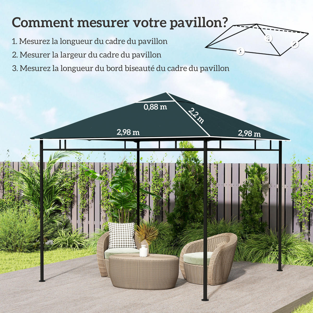 ERSATZDACH, 3x4 m für Pavillon, 180 g/m² Polyestergewebe - Multicolor, Kunststoff (298/298cm) - FORIOUS