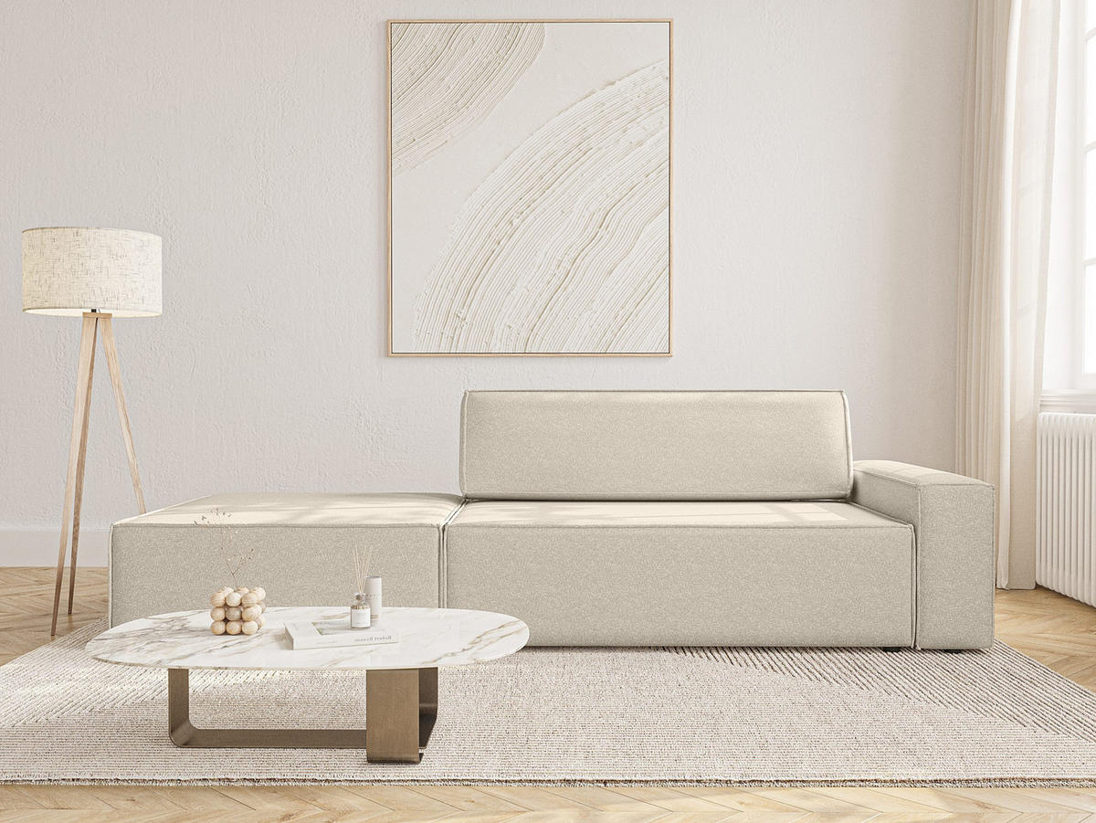 SCHLAFSOFA Lummo Si mit Schlaffunktion, Beige - Beige, Textil (263/70/100cm) - Fedve