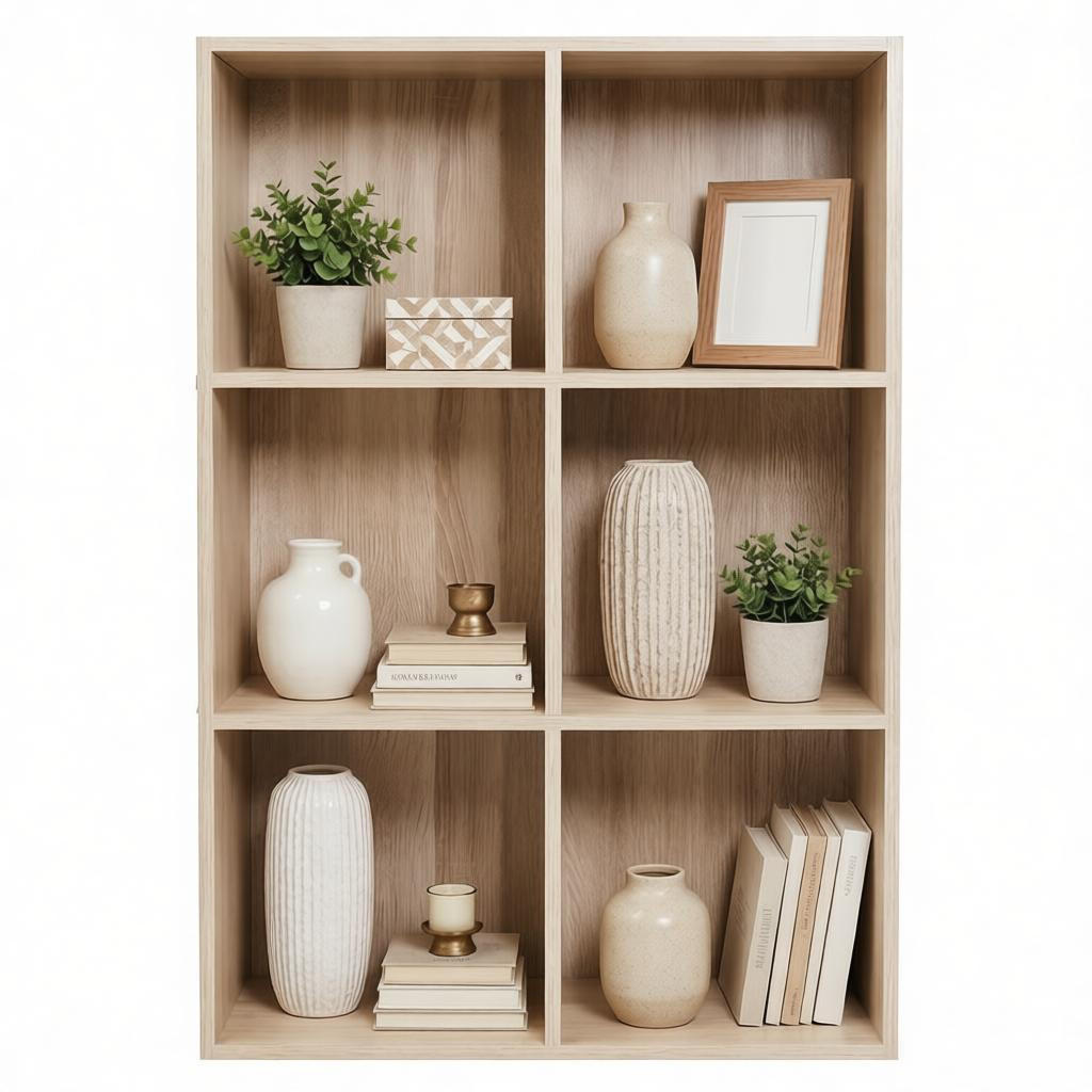 BÜCHERREGAL Eiche 6 Fächer flexibel aufstellbar 59,6/29/89 cm - Eichefarben, Holzwerkstoff (29/89/59.6cm) - PANGIVO