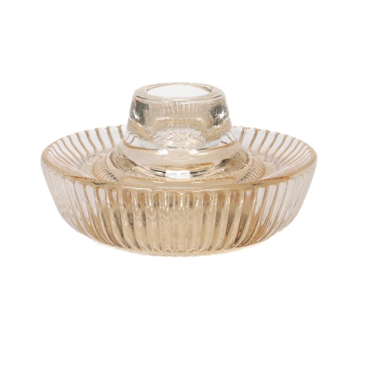 KERZENSTÄNDER aus Glas Arty 10/10/5 cm - Beige, Glas (10/5/10cm) - Homea