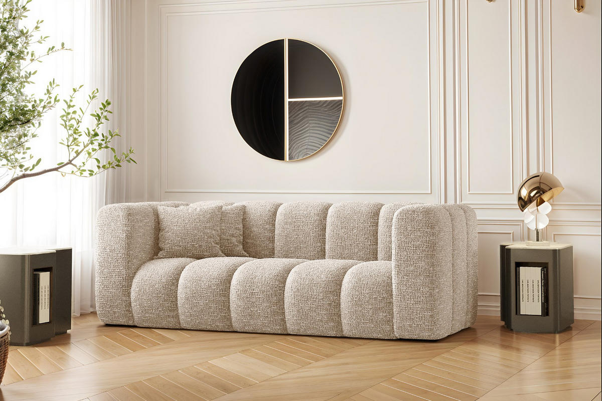 COUCH Sofa, Zweisitzer-Sofa Grand Modular Stoff Haga Ecru - Ecru, Holz (197/70/91cm) - Kaiser Möbel