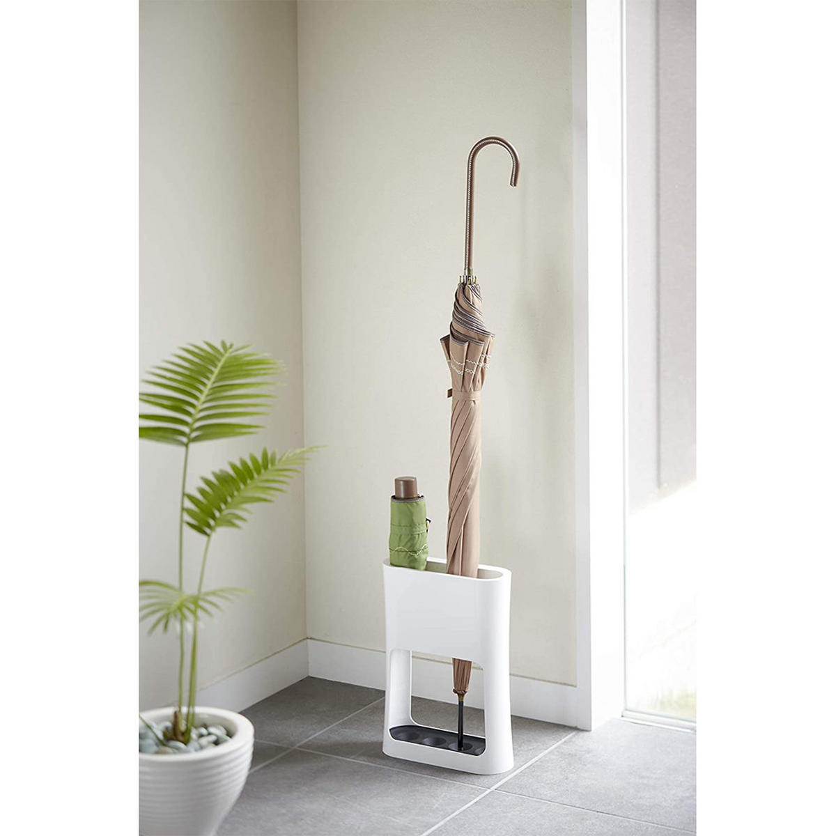 SCHIRMSTÄNDER Ovaler 6979 Weiß Plastik 28/20.8/7.6 cm - Weiß, Kunststoff (20.8/28/7.6cm) - Yamazaki