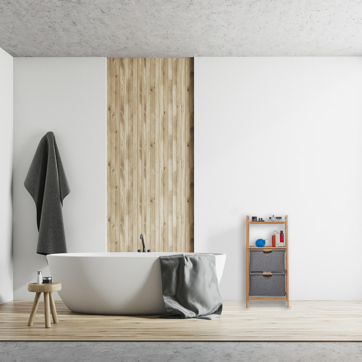 WÄSCHEKORB Regal - Multicolor, Holz/Holzwerkstoff (44/96/34cm) - Relaxdays