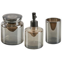 BADEZIMMER Set 3-teilig Glas grau Managua - Schwarz/Grau, Glas (10/16/10cm) - Beliani