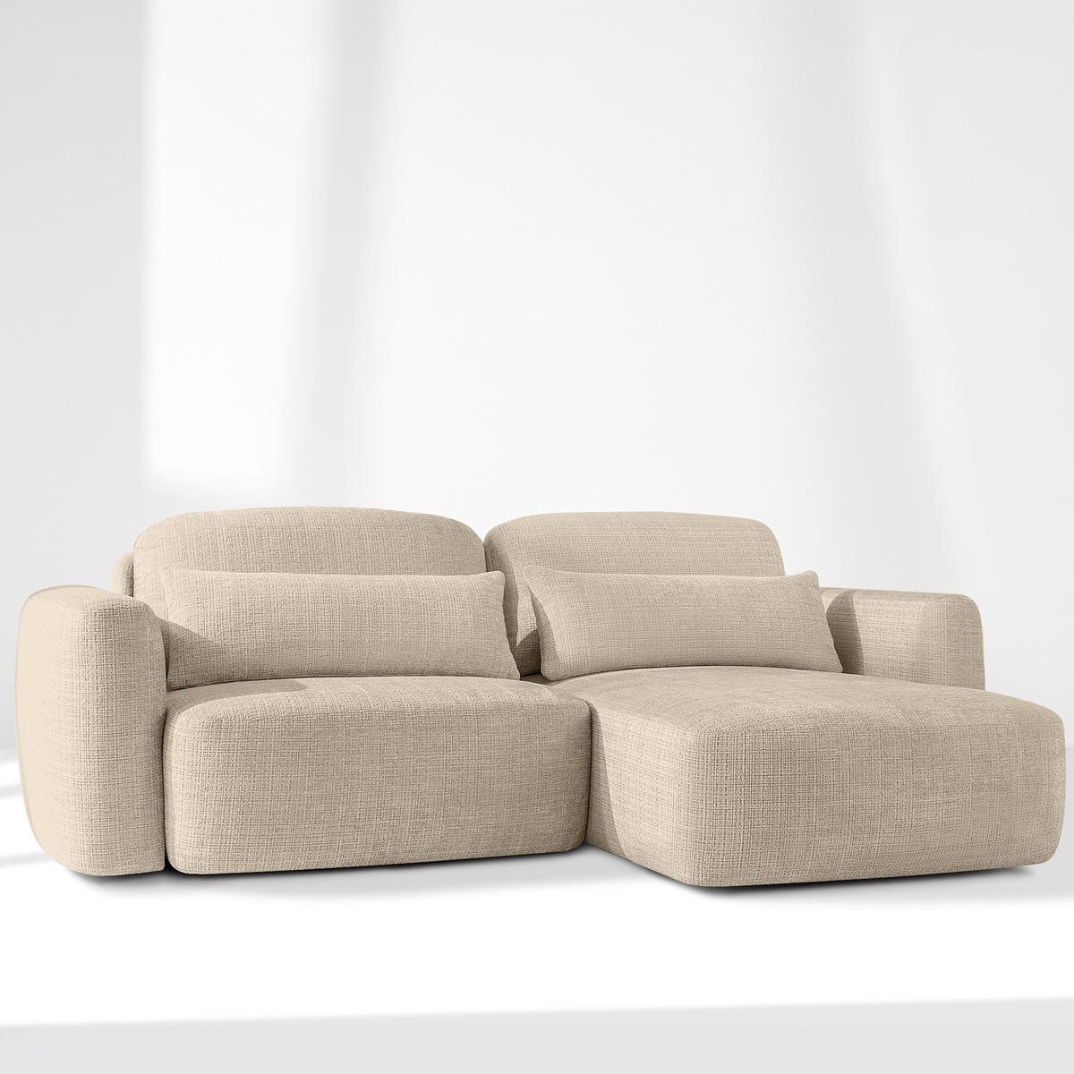 SITZGARNITUR ELOSA - Creme, Holz/Textil (245/85/165cm) - KONSIMO®