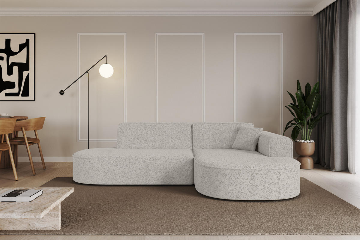 ECKSOFA Ottomane Rechts MARI-L1 - 243x171x79 cm Hellgrau Tissu - Hellgrau/Schwarz, Holzwerkstoff/Kunststoff (171/243cm) - ALTDECOR