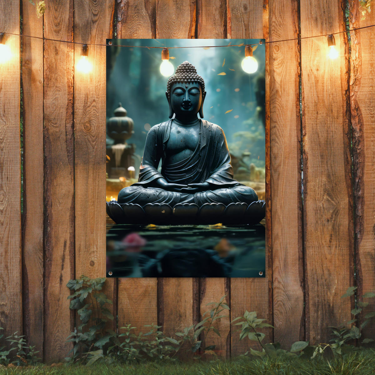ZAHRADNÍ PLAKÁT Buddha - Socha - Buddha - Zen - Umění - Buddha 80x120 cm - tmavě šedá, plast (80/120/0.2cm) - OnlyWow