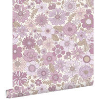 TAPETE Retro Blumen 50 x 900 cm - Lila, Papier (50/900cm) - ESTAhome