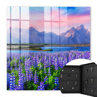 SCHLÜSSELBOX Schwarz 30x30 cm- Türöffnung nach rechts - Berglandschaft - Lila, Metall (30/30/5cm) - TULUP