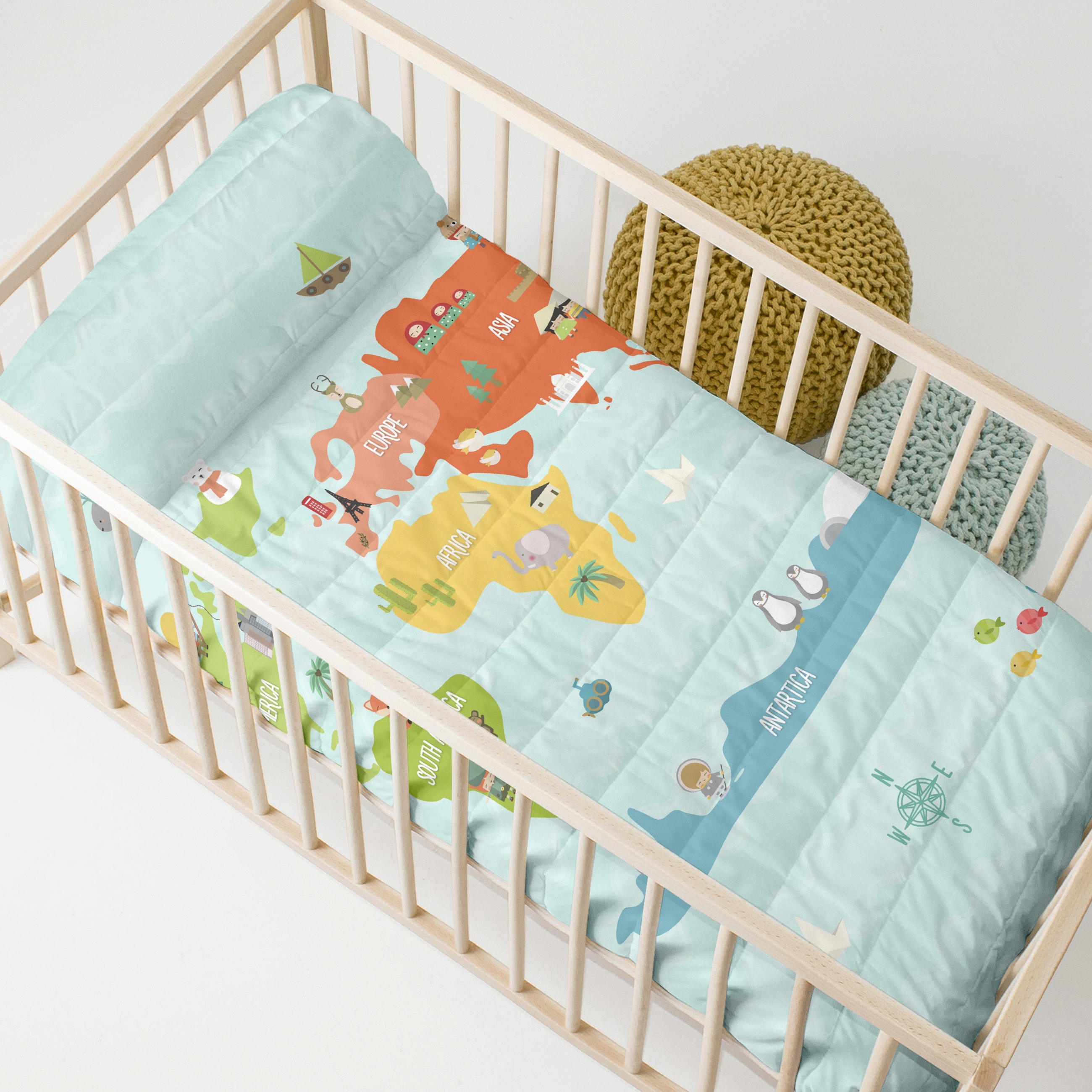 TAGESDECKE world map 100x130 cm (kinderbett) mehrfarbig - Multicolor, Textil (100/130cm) - Happy Friday