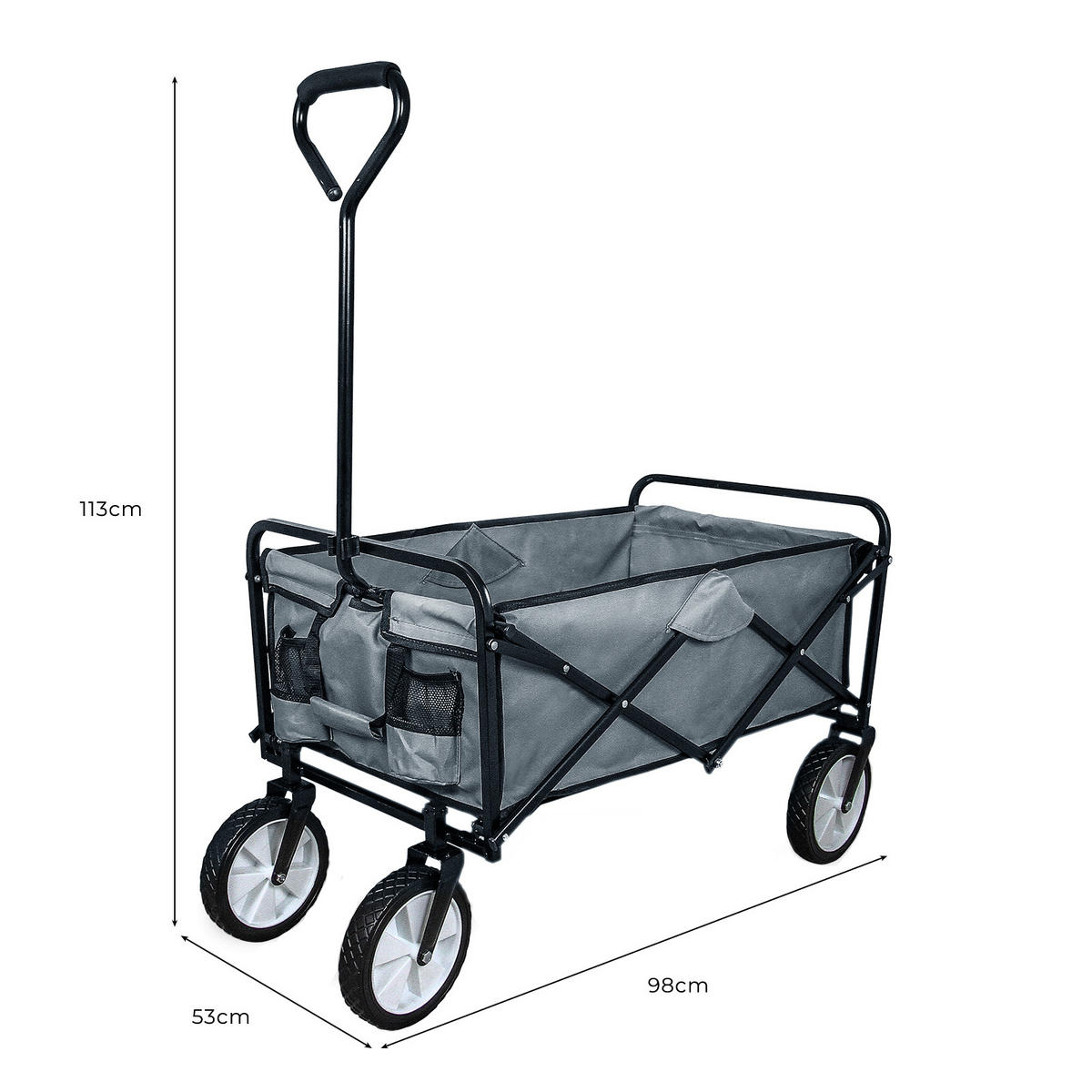 GARTENWAGEN Faltbar Grau - Grau, Metall (53/113/98cm) - Monstershop