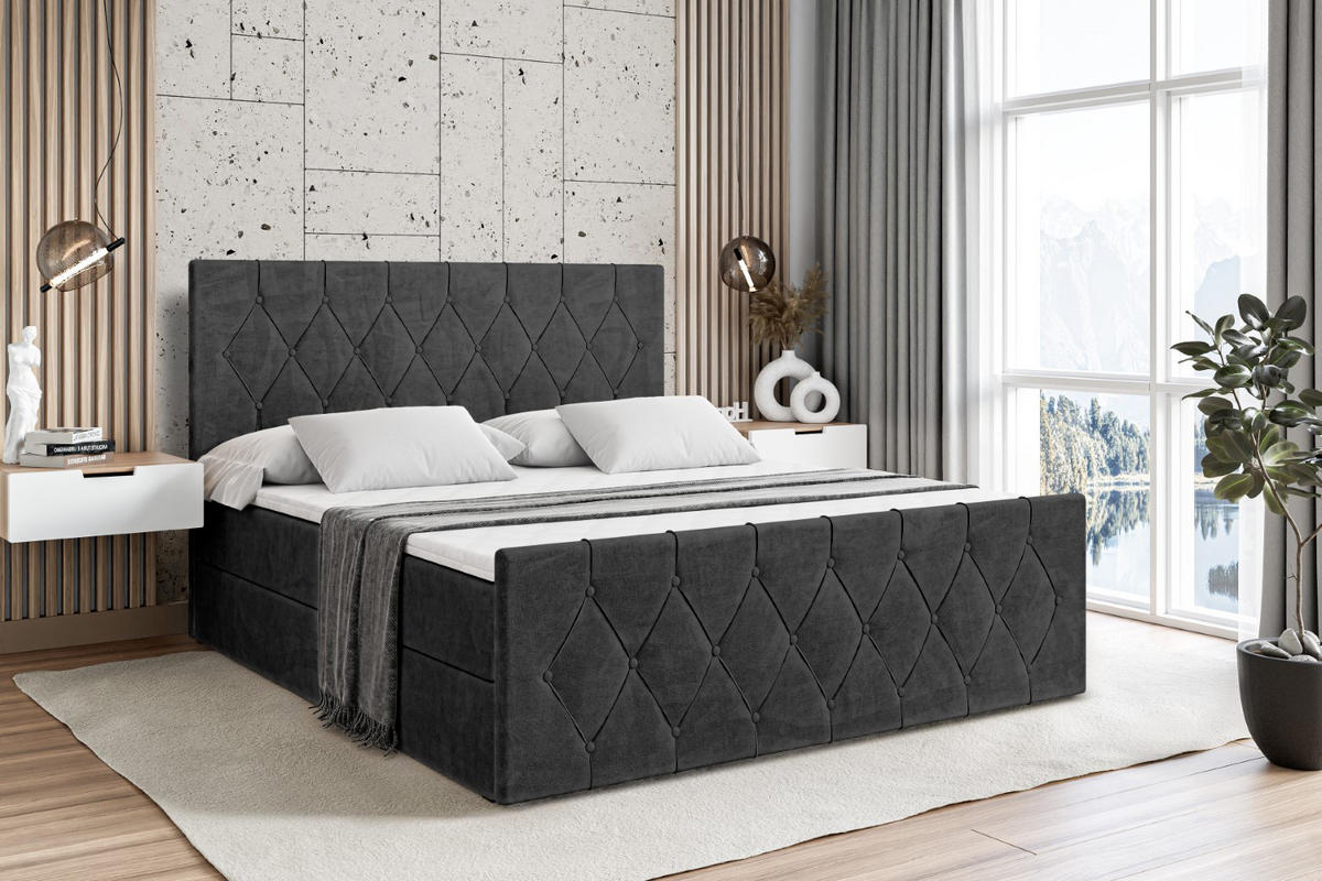 BOXBETT VELANTO-Z - 160 x 200 - H3 - Schwarz - Schwarz, Holzwerkstoff (160/200cm) - ALTDECOR