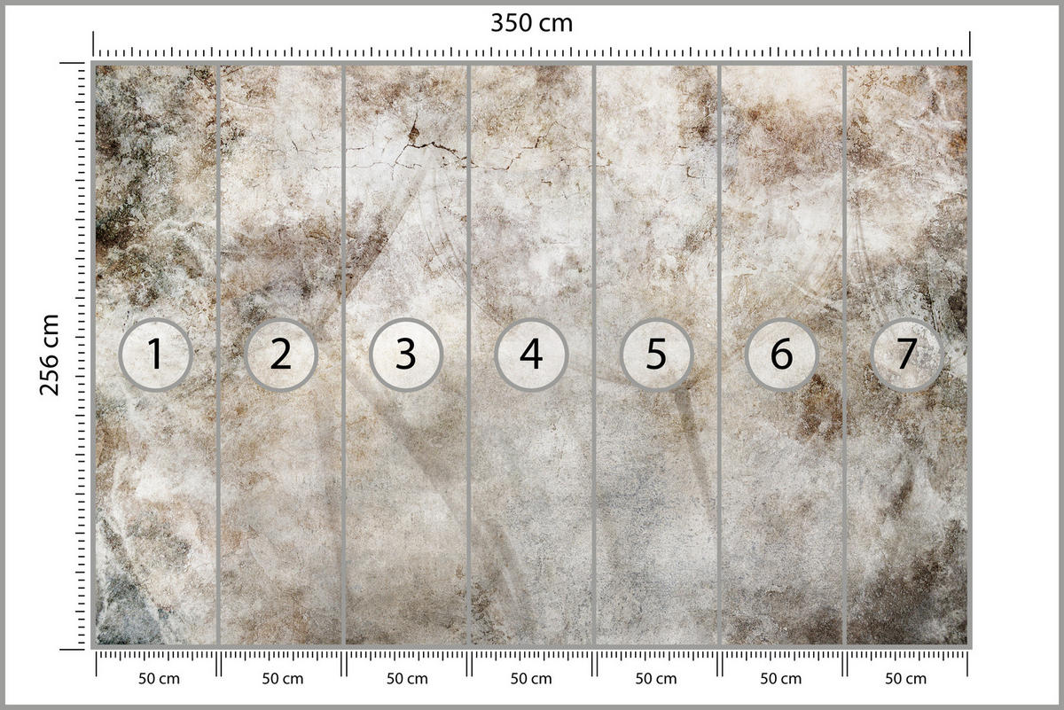 FOTOTAPETE für Schlafzimmer Abstraktion Löwenzahnsamen Beton Retro Beige 350x256 - Beige/Braun, Papier (350/256cm) - Muralo