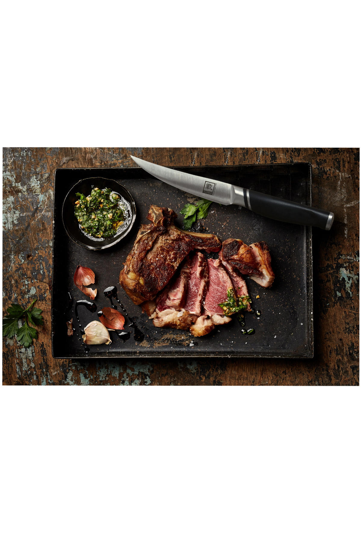 FILETIERMESSER 15,5 cm - Schwarz, Metall (28cm) - Zayiko