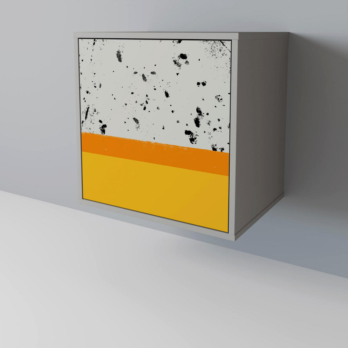 SIDEBOARD DYED BY ORANGE, Grau, 57,5x42x70,5 cm, Schwarze Metall-Sternfüße - Multicolor/Schwarz, Holzwerkstoff/Metall (57.5/70.5/42cm) - SpaceRebels