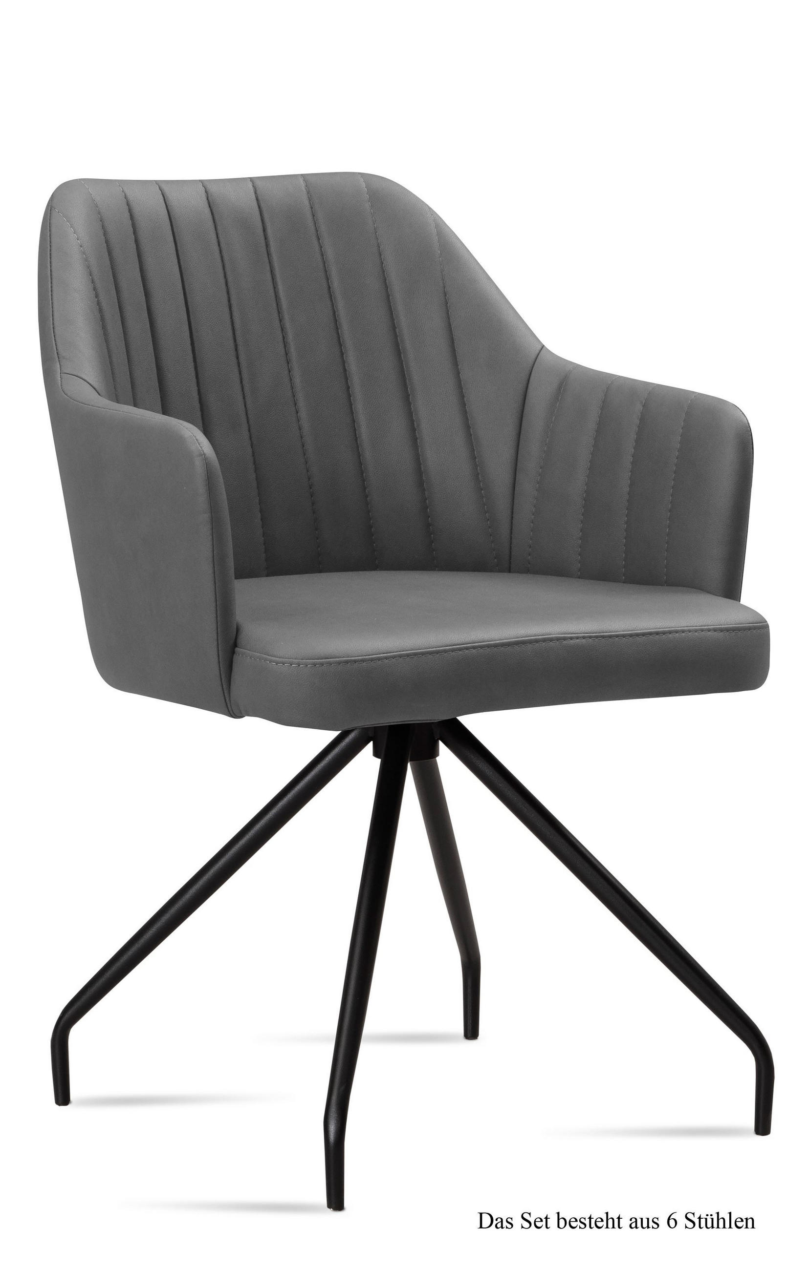 ARMLEHNSTUHL (6er-Set) Dinara 58x81x60 Schwarz/Grau - Schwarz/Grau, Kunststoff (60/81/58cm) - 58aufmkessel