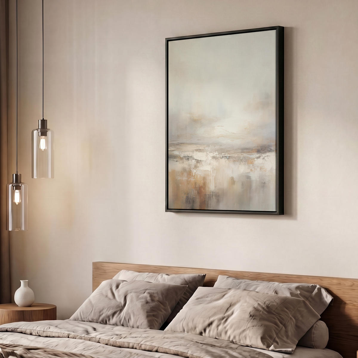 LEINWAND Bilder mit Rahmen - Kunst - Industriell - Grau - Braun - Abstrakt - 50x70 - Sandfarben, Textil (50/70cm) - MuchoWow