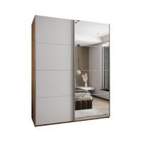 SCHWEBETÜRENSCHRANK 245,5/190/64 2-türig - Silberfarben/Weiß, Holz/Metall (190/245/64cm) - Abiks Möbel