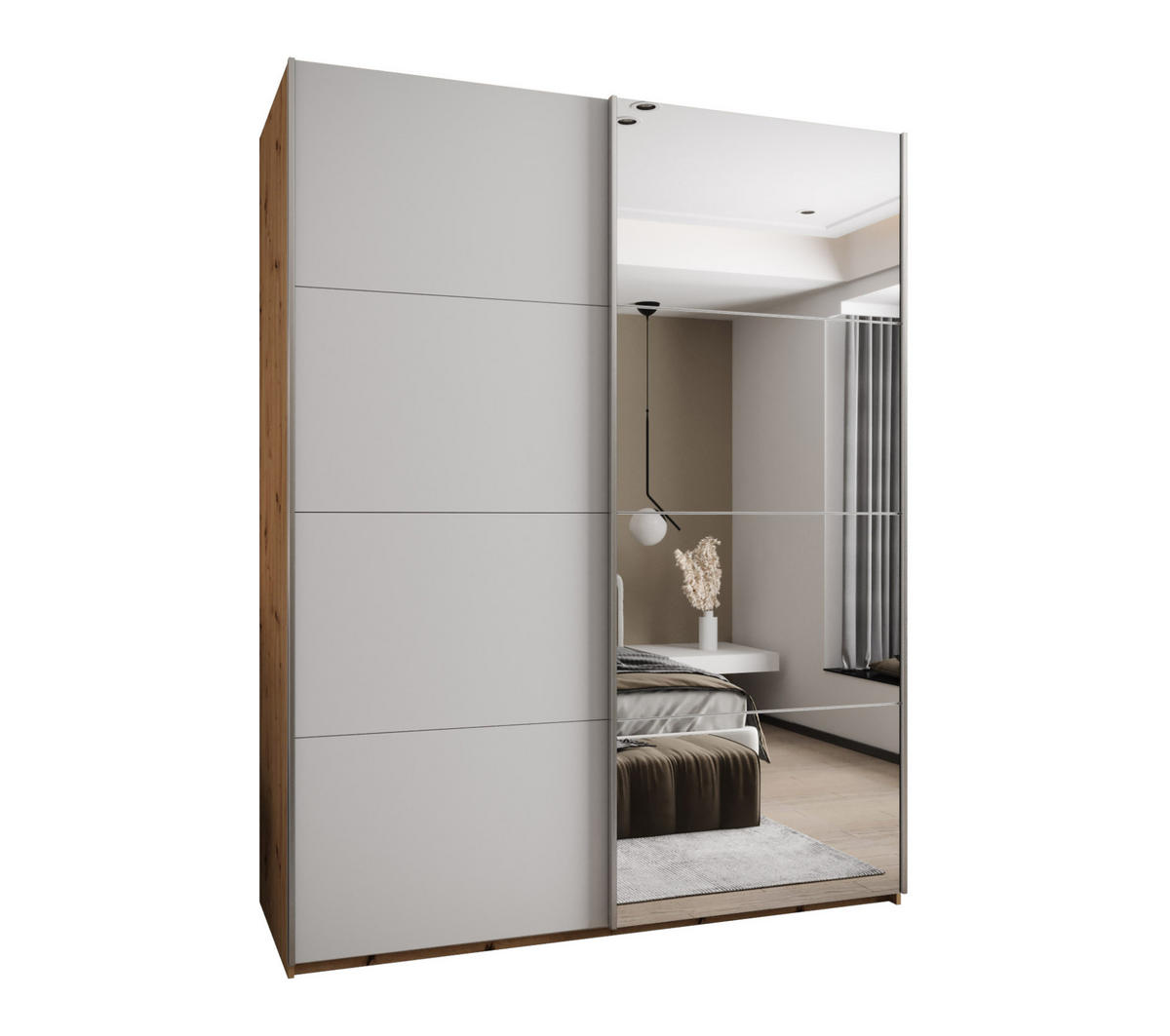 SCHWEBETÜRENSCHRANK 245,5/190/64 2-türig - Silberfarben/Weiß, Holz/Metall (190/245/64cm) - Abiks Möbel