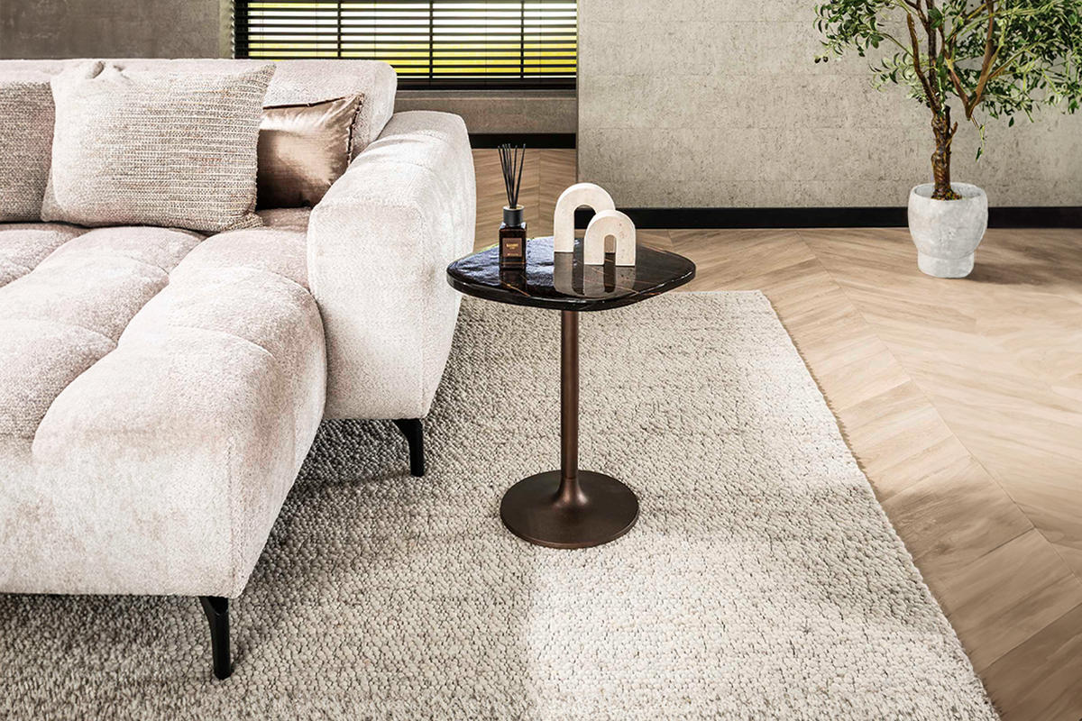 BEISTELLTISCH DARI Braun Glas - Braun/Kupferfarben, Glas/Metall (53/42/50cm) - KAWOLA