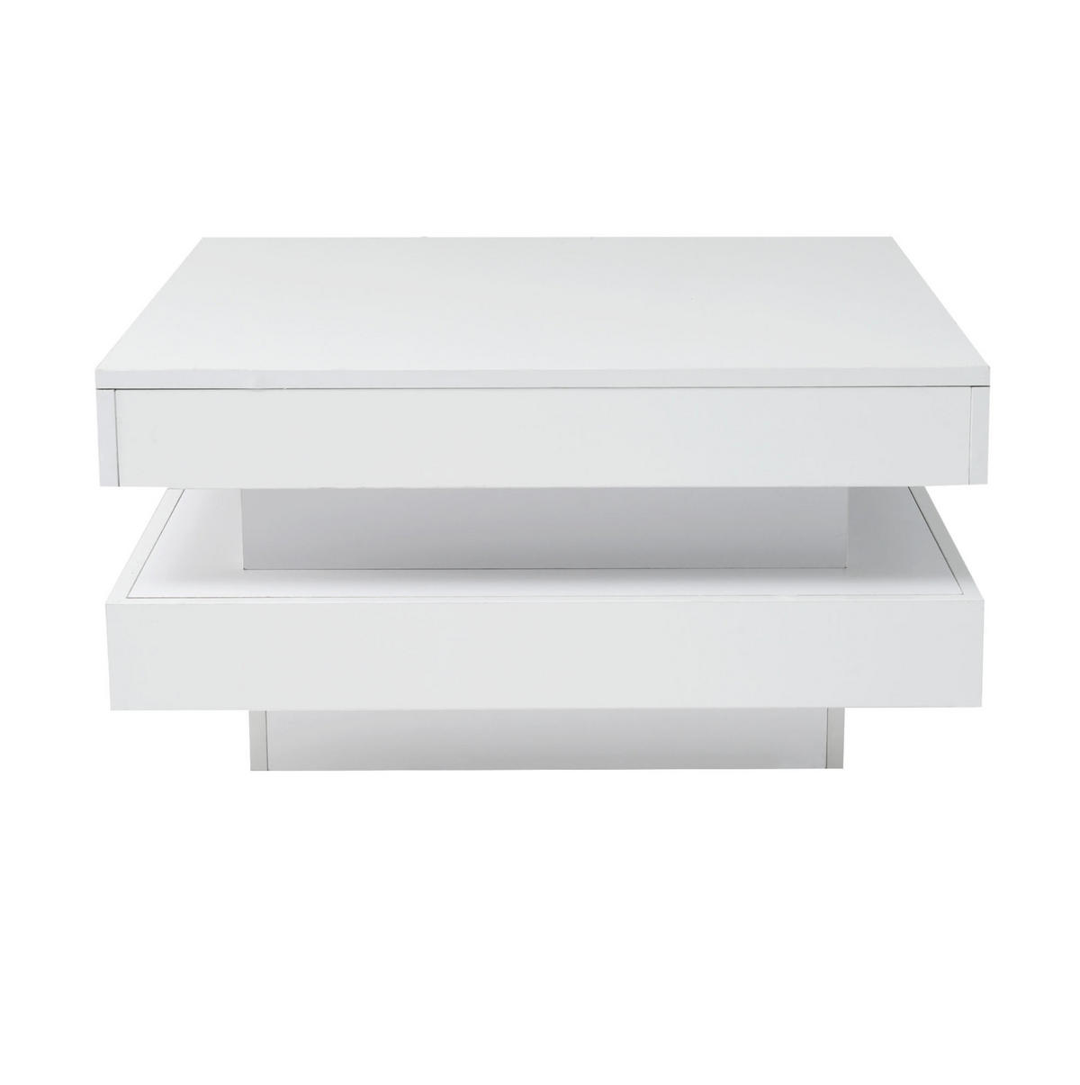 COUCHTISCH aus Holzwerkstoff 70x70x36 cm Weiß mit Bluetooth-LED-Beleuchtung und USB-Stromversorgung - Weiß, Holzwerkstoff (70/70/36cm) - Modfu