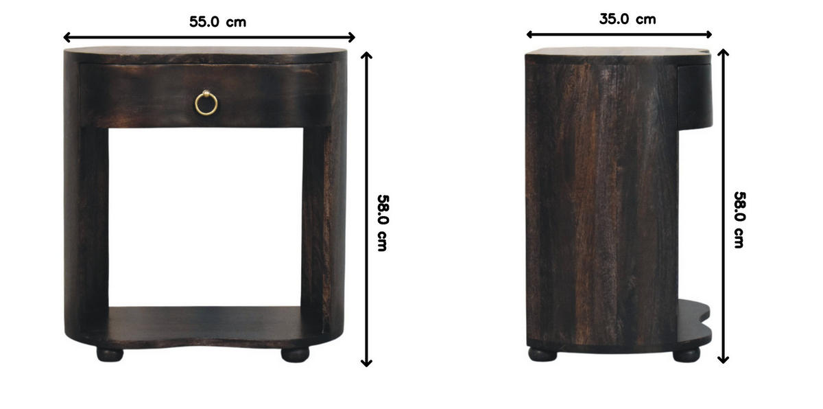 NACHTTISCH mit Carbon-Esche-Finish, 1 Schublade, mit altmodischem Griff, dunkelbraun - Dunkelbraun, Holz/Metall (55/58/35cm) - Artisan Furniture