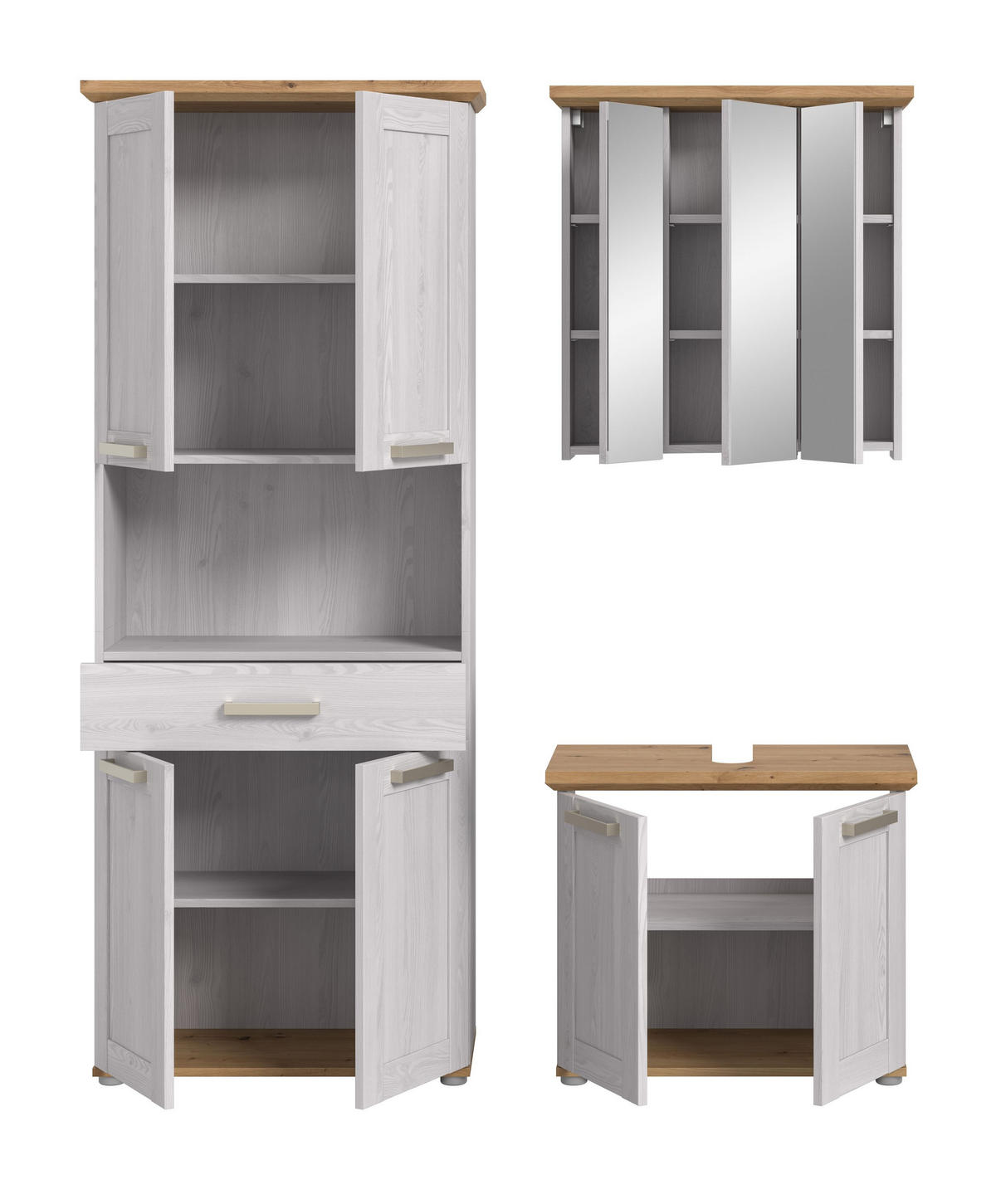 BAD-SET VERONA 3-tlg. (B/H/T: ca. 159/187/34 cm) in Sibiu Lärche Nachbildung/Sibiu Lärche Nachbildung - Lärchefarben, Holzwerkstoff (159/187/34cm)