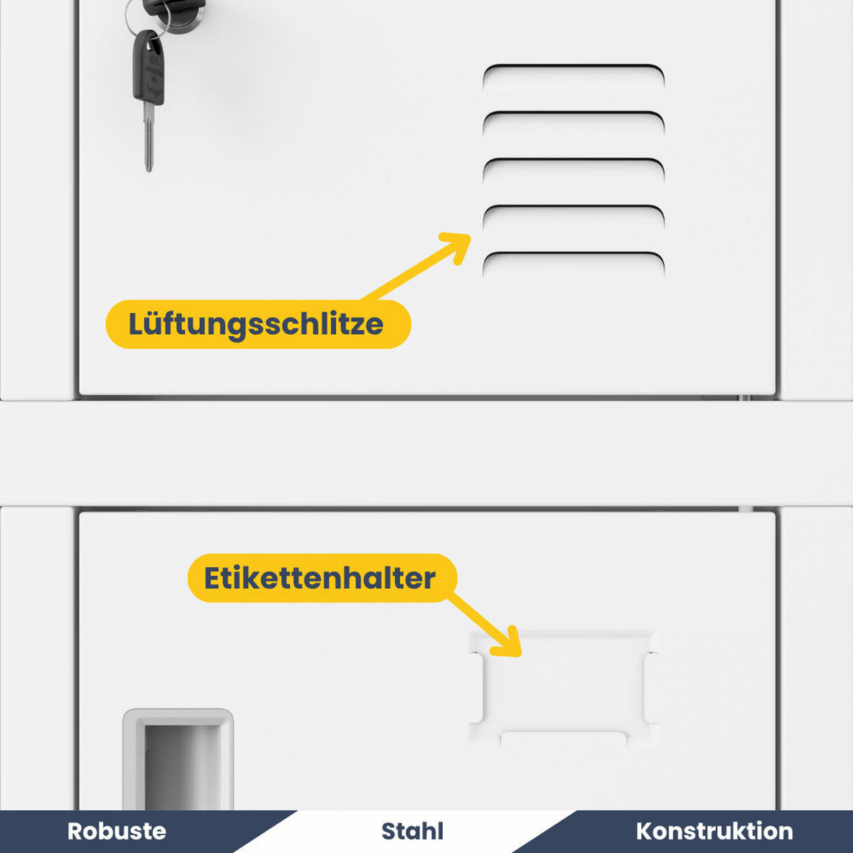 SCHLIESSFACHSCHRANK Spind TAMPA 8 Fächer 172x55,9x45cm Weiß - Weiß, Metall (55.9/172/45cm) - DELUKE