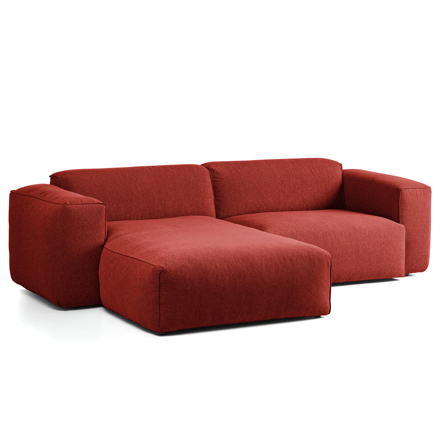 1,5-SITZER ECKSOFA mit Longchair - Rot/Schwarz, Kunststoff/Textil (260/173cm) - home24