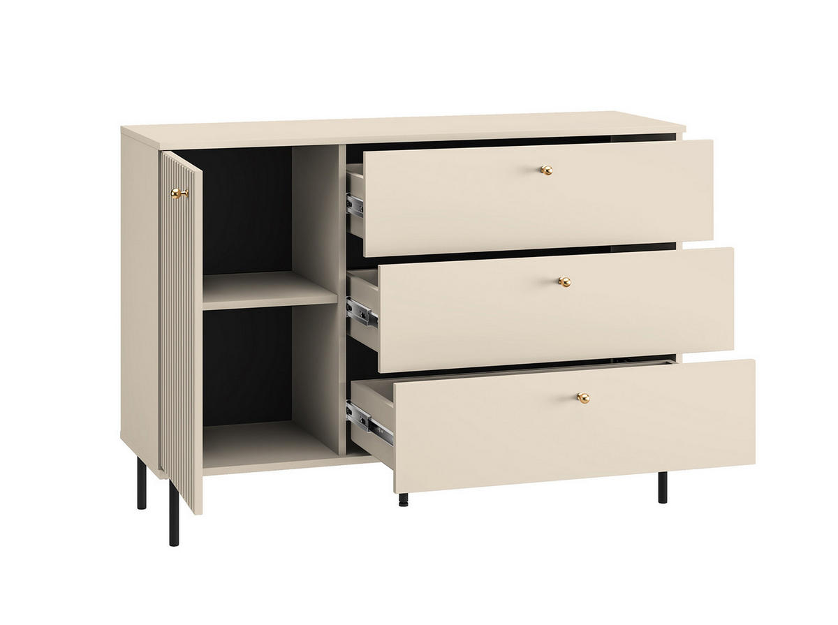 SIDEBOARD Sophie kaschmir matt 120 / 40 / 85cm - Kaschmir/Beige, Holz/Holzwerkstoff (120/85/40cm) - Feldmann-Wohnen