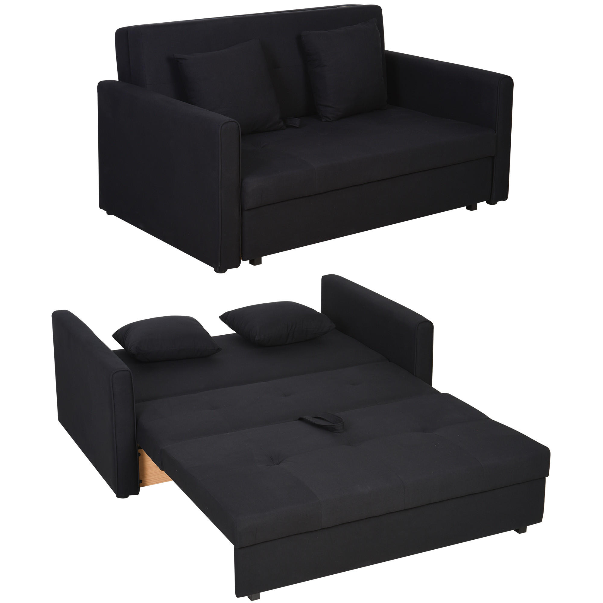 SCHLAFSOFA, Polycotton, Kohlegrau - Dunkelgrau, Textil (101/81/152cm) - HOMCOM