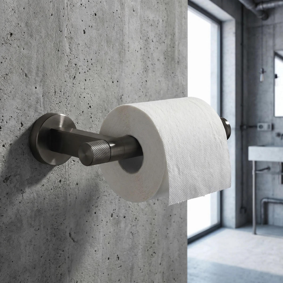 HALTER Für Toilettenpapier Rea 39105 Ori Titan - Titanfarben, Metall (17/4/8cm) - REA