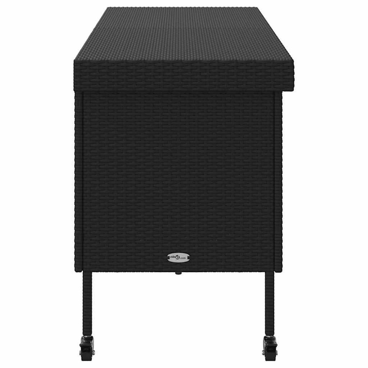 GARTENTRUHE Mit Rollen Schwarz 160/55/75 Cm Poly Rattan - Schwarz, Kunststoff (160/75/55cm) - vidaXL