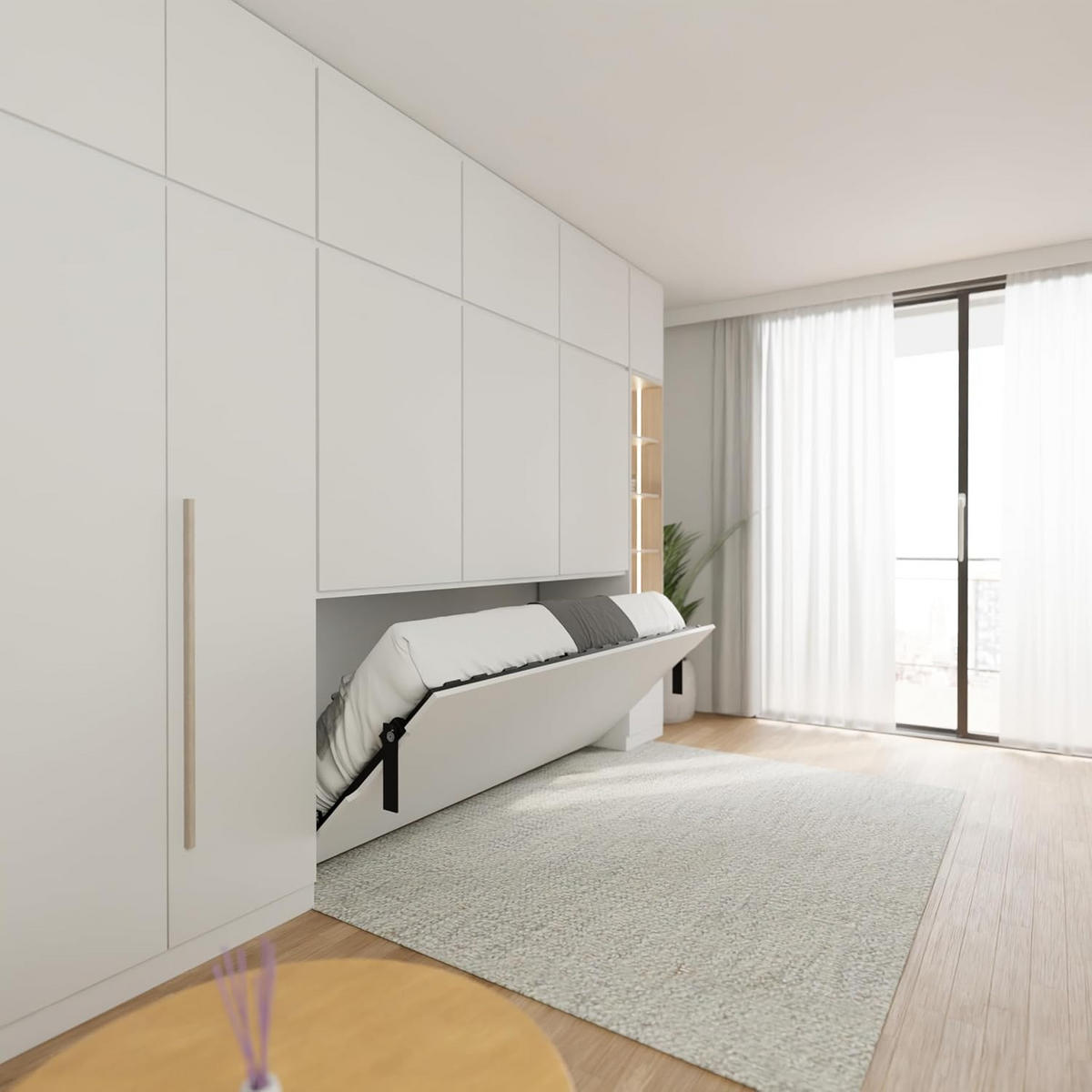 SCHRANKBETT Morphy Einbaubares 200x100 Horizontal - Weiß, Holz/Metall (200/100cm) - WallBedKing