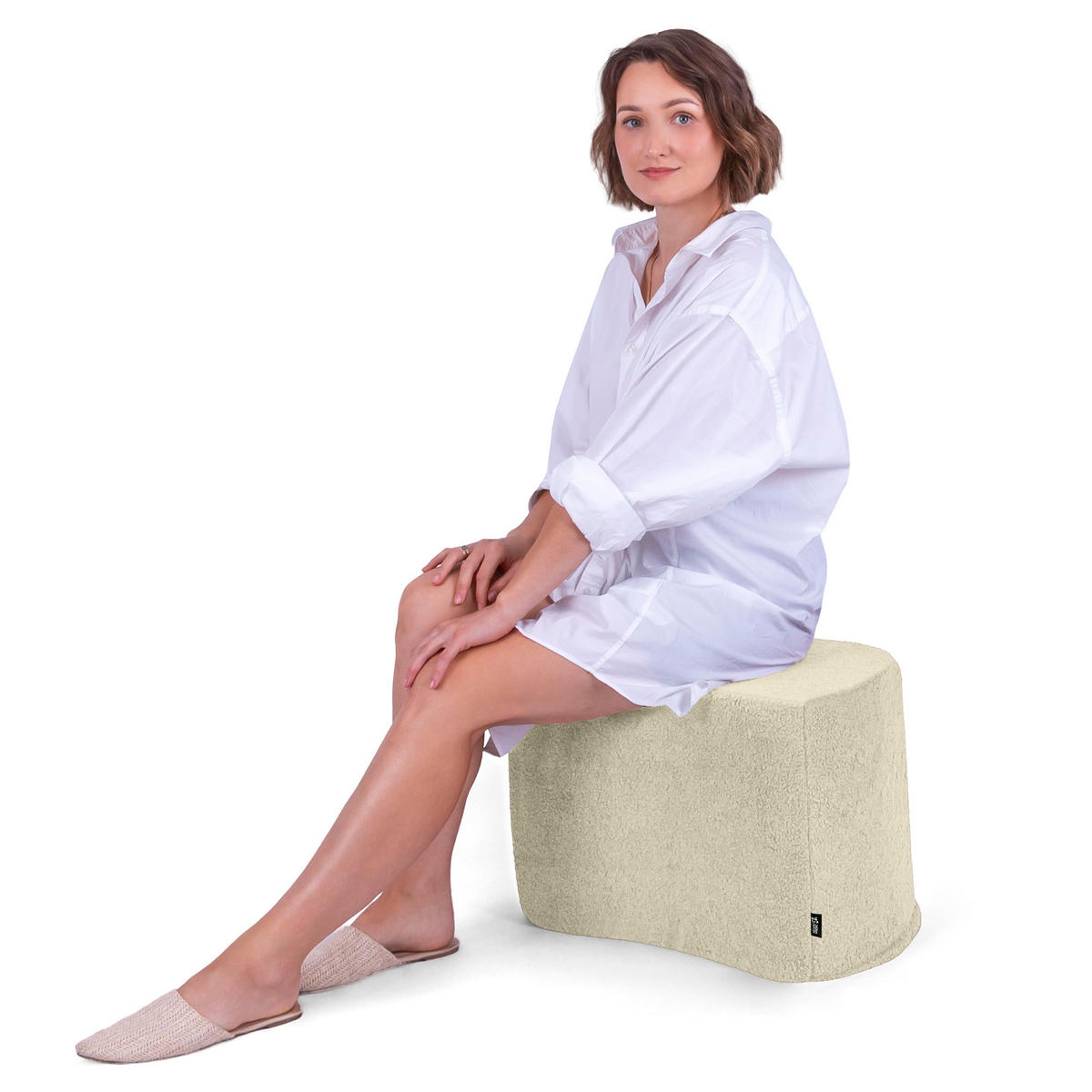 SITZSACK Halbmond 54/36/35 cm, weicher Bouclé 315 g/m², Creme - Creme, Textil (36/35/54cm) - Dreamroots