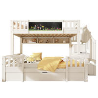 ETAGENBETT 90/200 & 140/200 cm Weiß mit Kreidetafel und Stauraumtreppe - Weiß, Holzwerkstoff - BEAOK