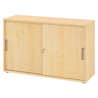 SCHIEBETÜRENSCHRANK - 2 Ordnerhöhen 40/120/74,8 cm in Ahornfarben Streifengriff (Kunststoff) - Ahornfarben, Holzwerkstoff (120/74.8/40cm) - bümö