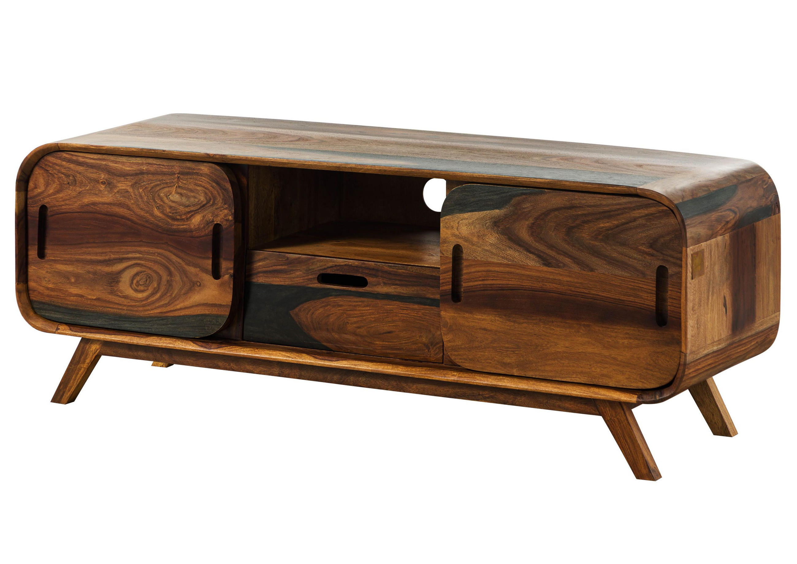 TV-BOARD Sheesham 134x40x48 dunkelbraun lackiert MAILAND #225 - Dunkelbraun, Holz (134/48/40cm) - Massivmoebel24