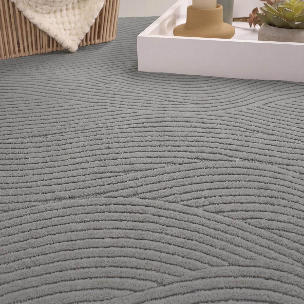 HOCHFLORTEPPICH 160/160 cm Tokio 478 - Grau, Kunststoff (160/160cm) - Paco Home