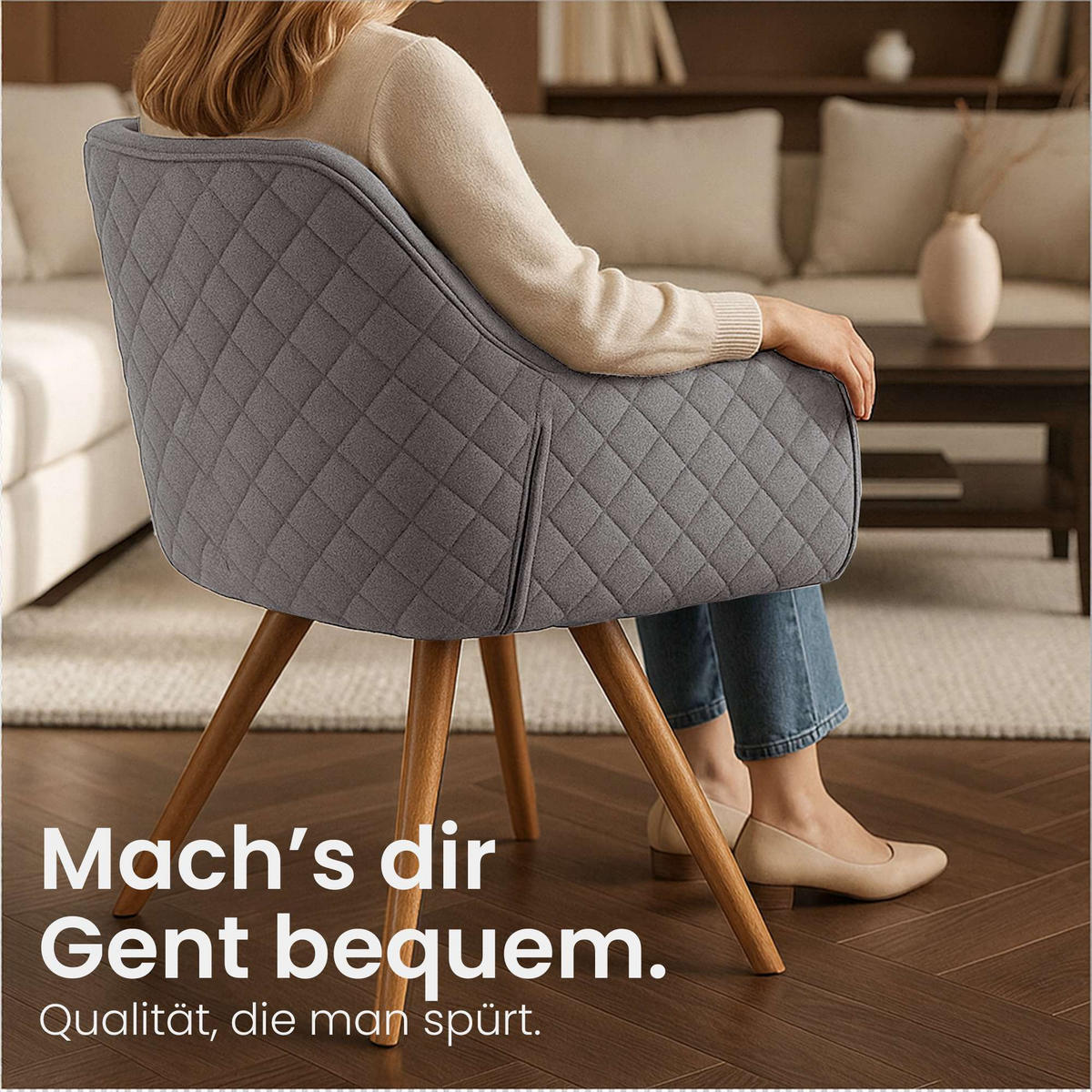 ESSZIMMERSTUHL Stoff Grau - Eukalyptusholzfarben/Grau, Holz/Textil (63/84/61cm) - CLP