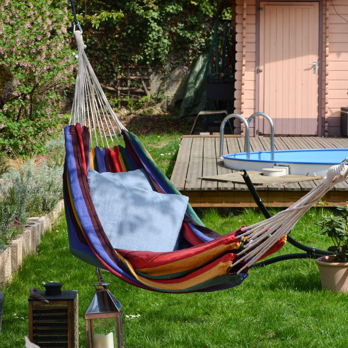 XXL-HÄNGEMATTE für 2 Personen bis 150kg, 200/120 cm, bunt - Multicolor, Textil (160/2.5/260cm) - Amanka