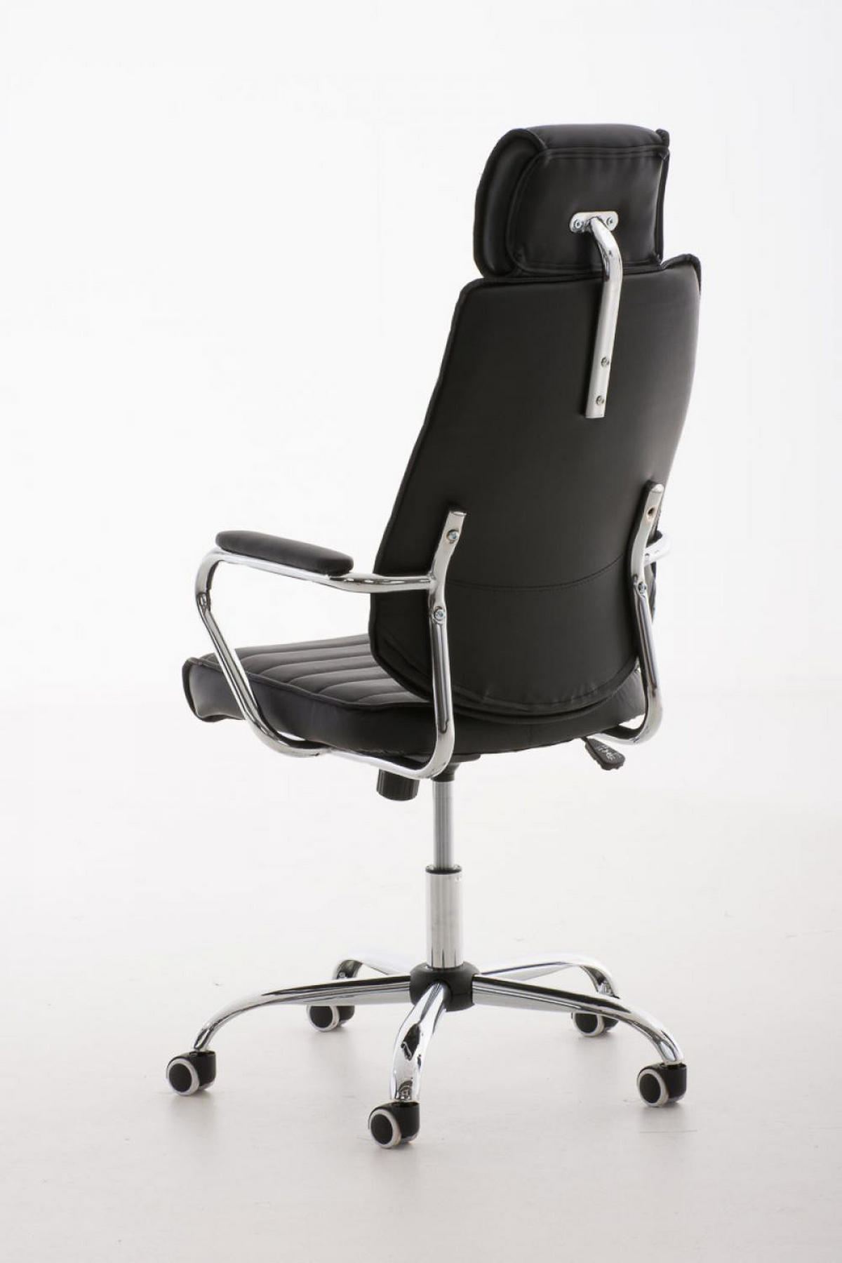 CHEFSESSEL Lederlook Schwarz - Chromfarben/Schwarz, Textil/Metall (59/117/57cm) - CLP