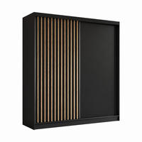 KLEIDERSCHRANK Lumil 200 cm Schwarz Griffe silber - Schwarz, Holzwerkstoff (200/216/61cm) - KS Home Concept