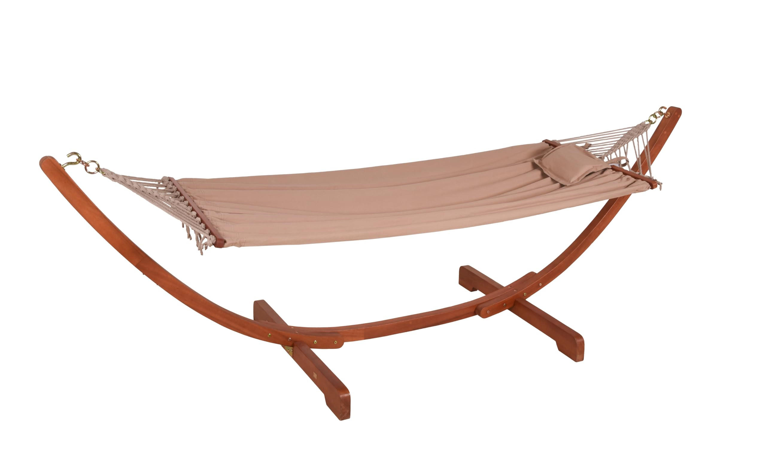 HÄNGEMATTE Miami mit Gestell Braun Eukalyptus Relaxmatte - Braun, Holz (100/98/300cm) - DELUKE