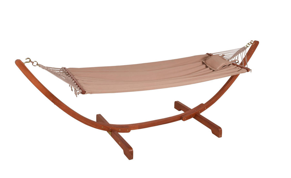 HÄNGEMATTE Miami mit Gestell Braun Eukalyptus Relaxmatte - Braun, Holz (100/98/300cm) - DELUKE