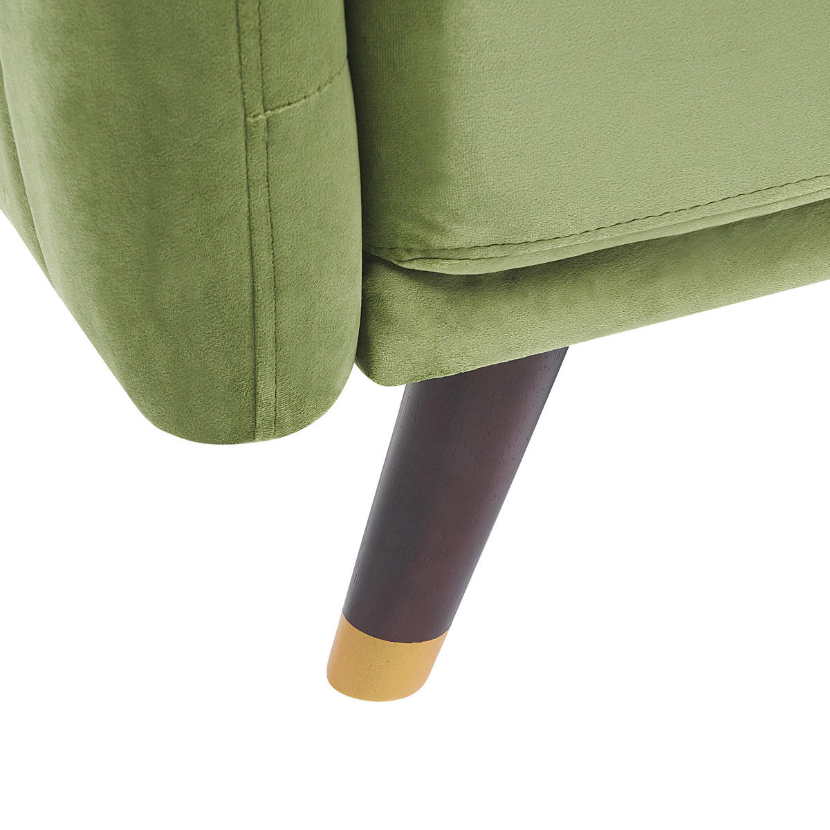 3-SITZER-SCHLAFSOFA Samtstoff Olivgrün Senja - Olivgrün, Textil (200/87/95cm) - Beliani