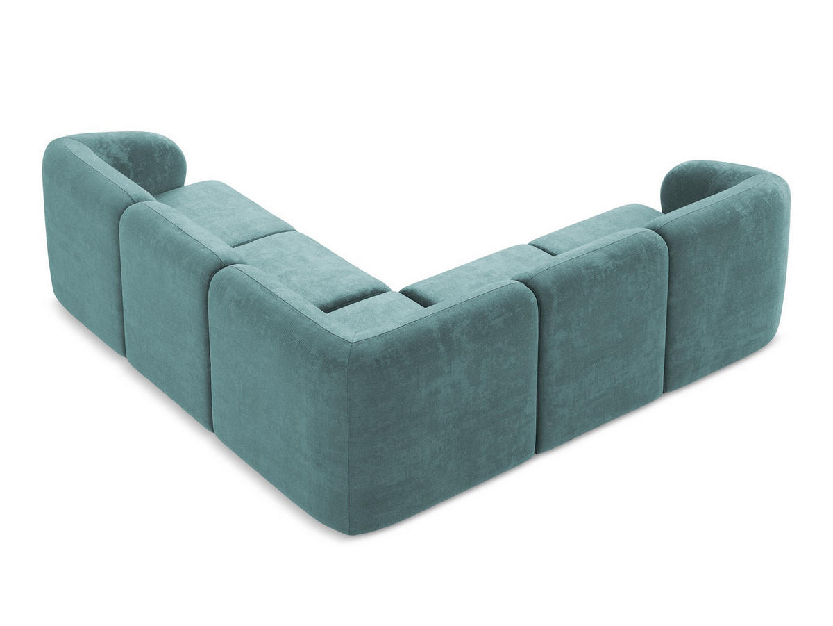ECKSOFA Chenille Stoff Blau - Blaugrau/Schwarz, Holzwerkstoff/Kunststoff (251/251cm) - Makamii