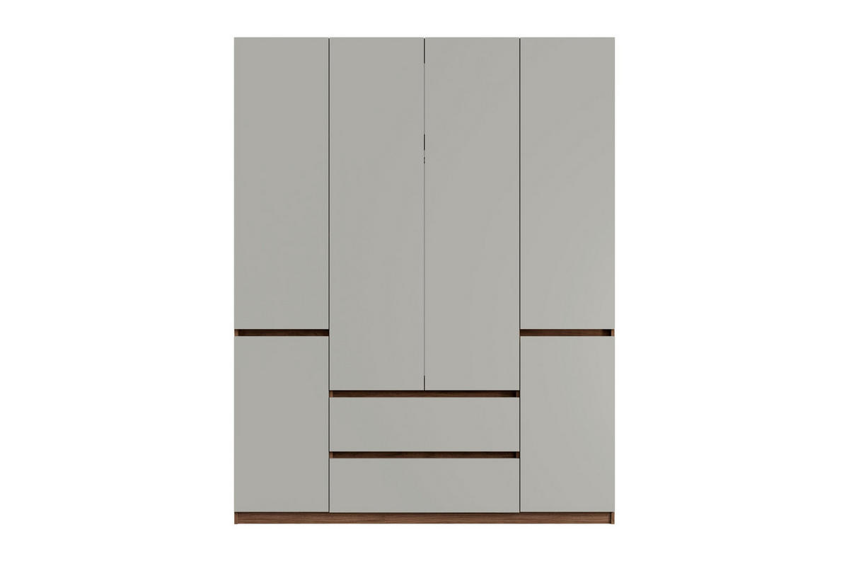 DREHTÜRENSCHRANK MADERA 180/231/52 cm in Grau/Nussbaum - Nussbaumfarben/Grau, Holzwerkstoff (180/231/52cm) - Deine Möbel 24